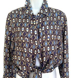 J MCLAUGHLIN CLASS Button-Front Geometric Print T - Blue & Cream silk blend
SZ L
